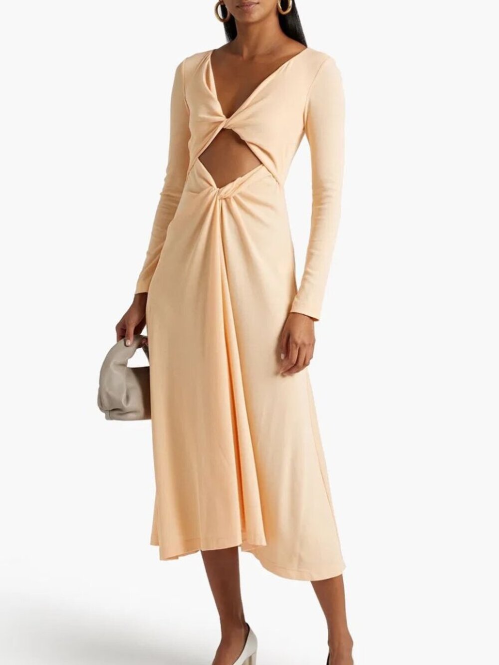 ROSETTA GETTY Twist-Front Cutout Cotton-Jersey Midi Dress